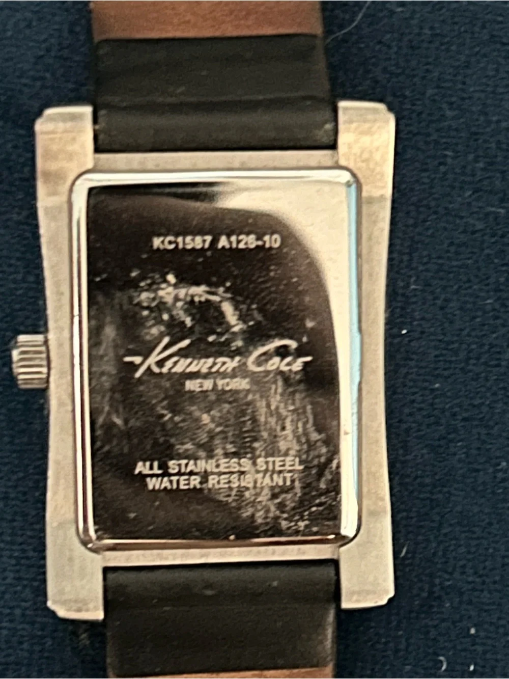 Kenneth Cole Tank Womens Watch 22mm Black Dial Leather KC2117 New Battery